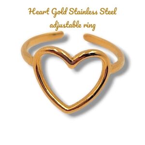 Heart Gold Stainless Steel adjustable Ring
